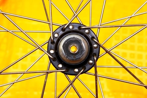 The hub of the wheel
